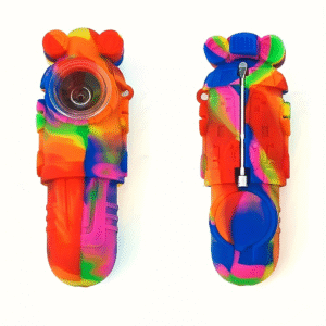 Silicone pipe, tobacco, glass bowl