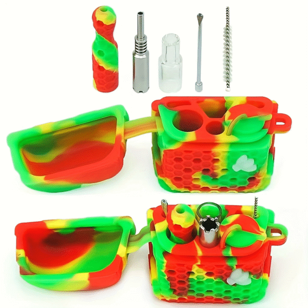 Multifunctional silicone pipe set - Titanium nail pipe - Combined pipe - Various usage methods - Pipe box pipe